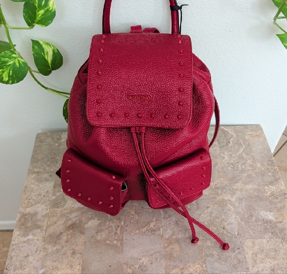 NWT Mario Valentino Red Studded Backpack - Picture 2 of 13